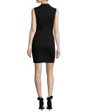 El Caman Choker Lace-Up Sleeveless Mini Dress, Black