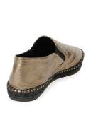 Metallic Palm-Embossed Slip-On Espadrille, Dark Brass