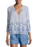 Deandra Split-Neck Printed Top