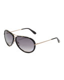 Cyrille Men's Aviator Sunglasses, Black/Gray