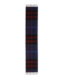 Men's Half Mega Check Cashmere Scarf, Bright Navy Blue