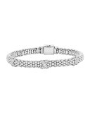 Silver Caviar Diamond X Bracelet, 6mm