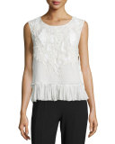 Carlyn Sleeveless Silk Chiffon Blouse w/ Bead Trim