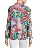 Kay Long-Sleeve Printed Blouse, Plus Size