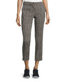 Bark-Print Slim-Leg Capri Pants, Black