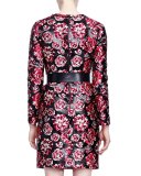 Bracelet-Sleeve Floral-Jacquard Sheath Dress