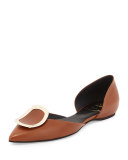 Sexy Choc Leather Ballerina Flat, Cognac