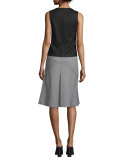Check-Print A-Line Skirt, Black/White