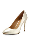 Ashby Leather Almond-Toe Pump, Pale Gold