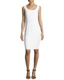 Classic Cady Scoop-Neck Dress, White