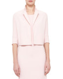 Emma 3/4-Sleeve Short Wool Cocoon Jacket, Flamingo