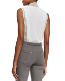 Peta Sleeveless Lace-Trim Top, Cream
