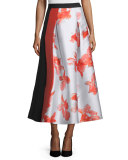 Floral Jacquard Midi Skirt
