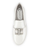 Michelle Faux-Patent Jewel Sneaker, Optic White