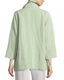 Gauze Linen-Blend Beach Jacket, Soft Lime, Plus Size 