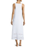 Spa Eyelet-Trim Sleeveless Gown, White