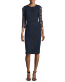 3/4-Sleeve Lace Sheath Dress 