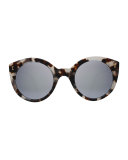 Palm Beach Mirrored Cat-Eye Sunglasses, White Tortoise