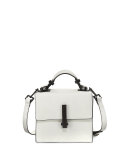 Minato Mini Leather Top-Handle Bag, White/Black