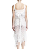 Pearly-Embellished Sleeveless Cocktail Dress, White