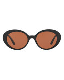 Parquet Monochromatic Oval Sunglasses, Black/Persimmon