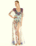 Printed Open-Front Coverup Dress