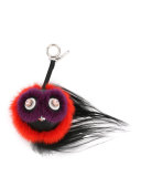 Monster Fur Charm w/Beak, Orange Multi