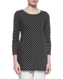 Bias-Striped Knit Tunic