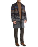 Tribal Pattern Single-Breasted Coat
