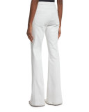 Woven High-Rise Flared Pants, White