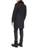 Shearling-Collar Melange Overcoat