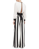 Dakota Pleated Tie-Waist Blouson Top