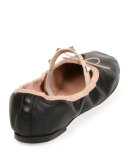 Rockstud Leather Ballerina Flat, Nero