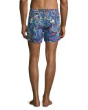 Large Paisley Swim Trunks, Navy Blue