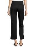 Straight-Leg Stretch-Wool Ankle Pants, Black