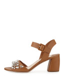 Crystal Leather City Sandal, Naturale