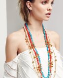 Pearly Chain Rosary Necklace, Turquoise