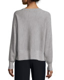 Double-Face Mesh Crewneck Sweater, Heather Steel