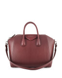 Antigona Medium Leather Satchel Bag, Red