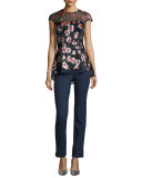 Catherine Slim-Leg Ankle Pants, Navy