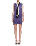 Tie-Neck Sleeveless Shift Dress, Lilac