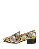 Dionysus Brocade 35mm Loafer, Brown/Oro/Nero