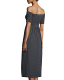 The Carnival Dobby-Print Off-The-Shoulder Smocked Dress