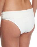 Ostuni Scalloped Fold-Over Swim Bottom, White