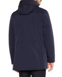 Stadium Down-Fill Hooded Coat, Navy