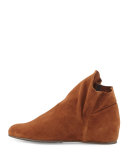 Sprite Slouchy Suede Wedge Bootie, Walnut