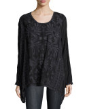 Flowy Georgette Long Tunic, Sanded Black