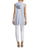 Zip-Front Hooded Jersey Vest, Dark Pearl 