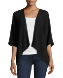 Accordion Silk V-Neck Jacket, Black