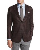 Plaid Two-Button Jacket, Burgundy